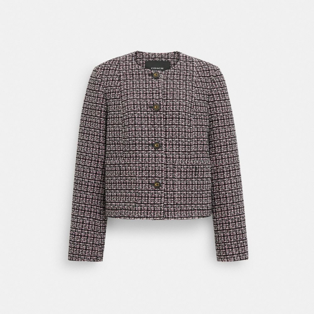 COACH®,ツイード ジャケット,ジャケット&コート,ﾋﾟﾝｸ ﾏﾙﾁ