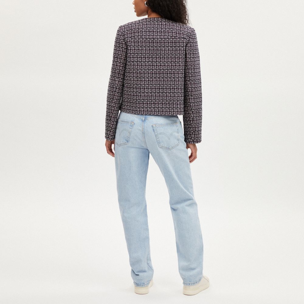 COACH®,ツイード ジャケット,ジャケット&コート,ﾋﾟﾝｸ ﾏﾙﾁ