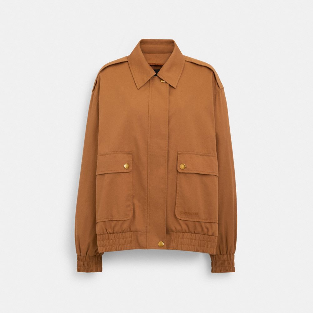 COACH®,SNAP FRONT HARRINGTON BOMBER,Chai,Front View