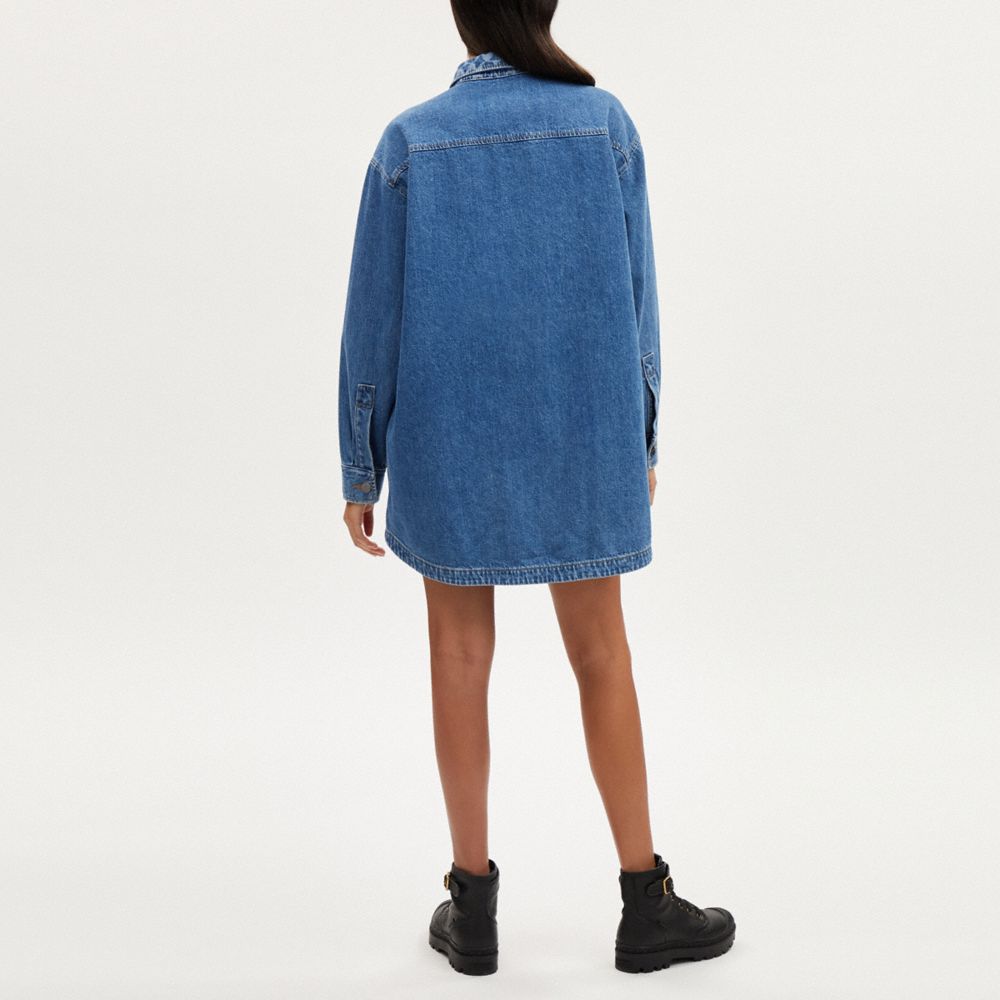 COACH®,OVERSIZED DENIM SHIRT DRESS,Medium Wash,Scale View