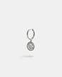 COACH®,STERLING SILVER COIN SINGLE HUGGIE EARRING,Sterling Silver,Silver,Inside View,Top View