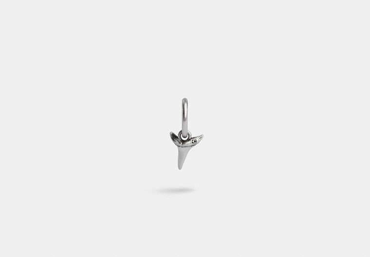 COACH®,STERLING SILVER SHARK TOOTH SINGLE HUGGIE EARRING,Sterling Silver,Silver,Front View