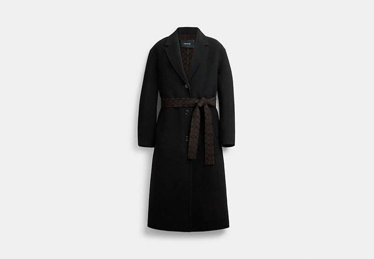 Shop Coach Outlet Double Faced Coat In Black