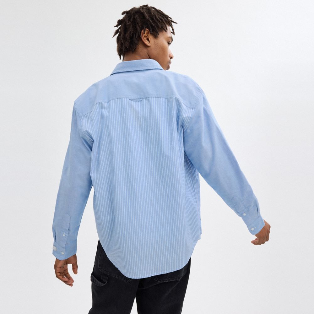 COACH®,MIX MEDIA SHIRT,cotton,Blue/White,Scale View