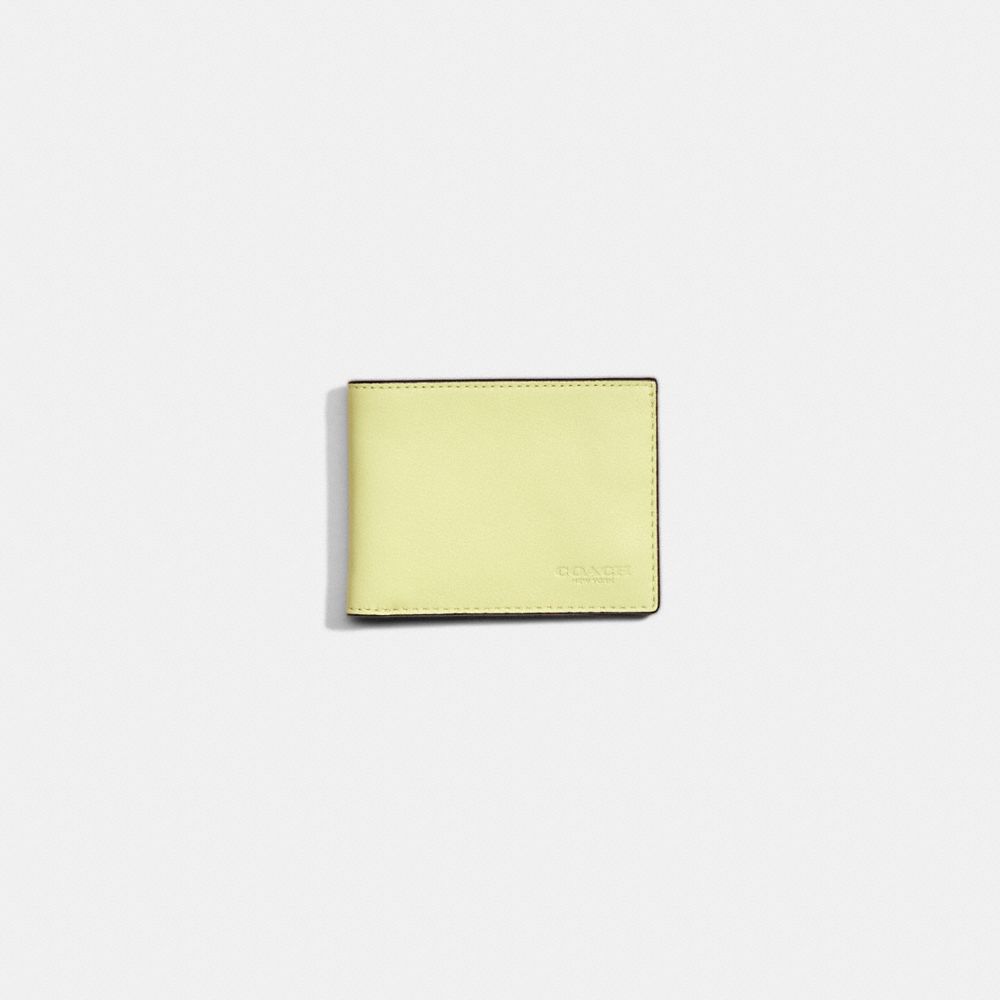 COACH®,Restored Slim Billfold Wallet In Colorblock,Yellow,Front View