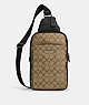 COACH®,ETHAN PACK IN SIGNATURE CANVAS,Coated Canvas,Medium,Gunmetal/Khaki,Front View