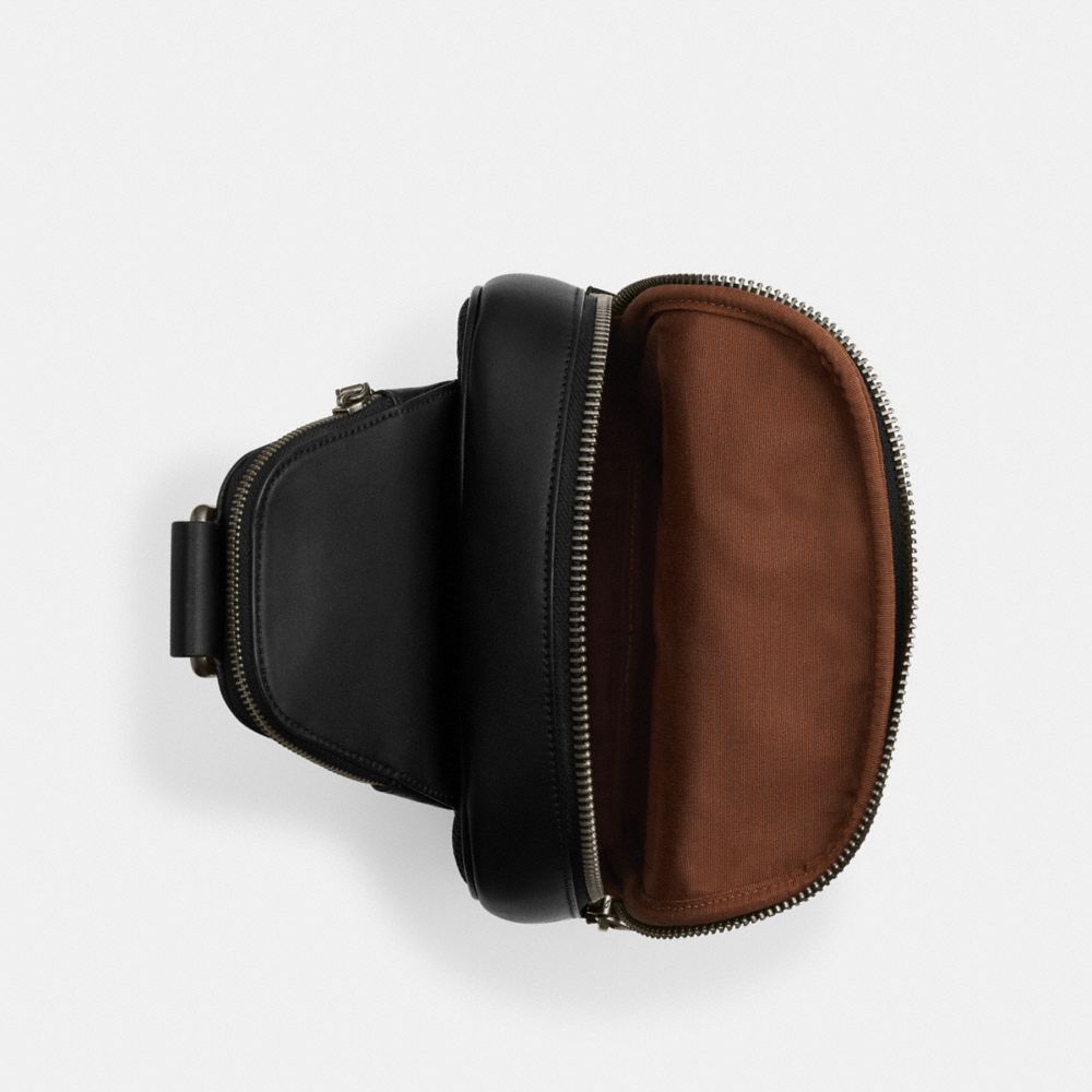 COACH®,Ethan Pack In Signature Canvas,Canvas,Calfskin Leather,Slingback,PVC,Color Block,Logo,Chest Waist Strap,Gunmetal,Ca...,Beige,Inside View,Top View