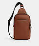 COACH®,ETHAN PACK,Leather,Gunmetal/Saddle,Front View