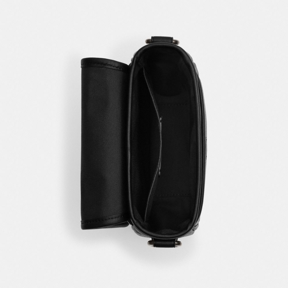 COACH®,Lucas Crossbody Bag,Leather,Calfskin Leather,Crossbody,Applique,Logo,Casual,Black,Inside View,Top View