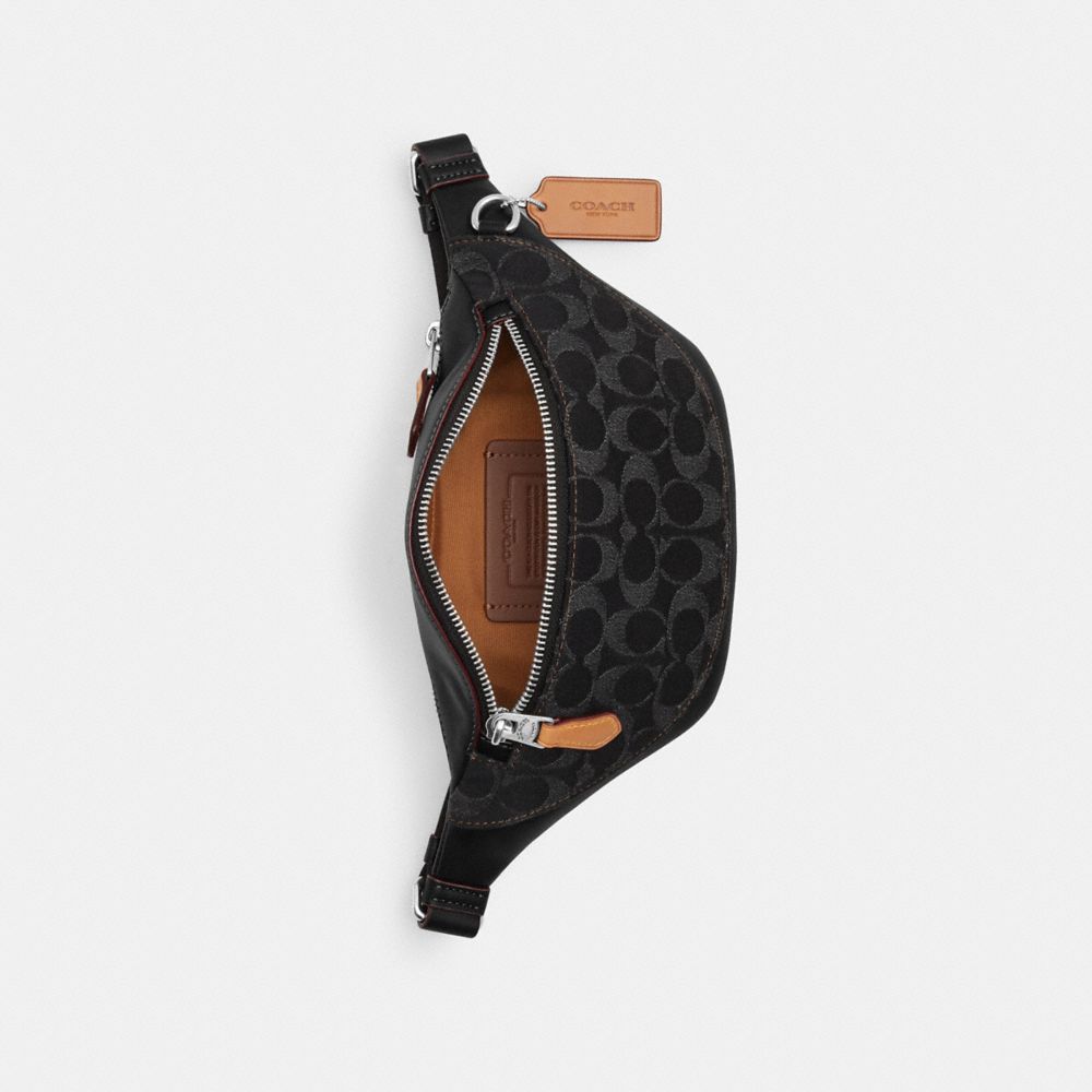 COACH®,Warren Mini Belt Bag In Signature Denim,,Inside View,Top View