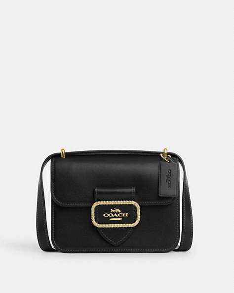 COACH®,MORGAN SQUARE CROSSBODY,Leather,Gold/Black,Front View