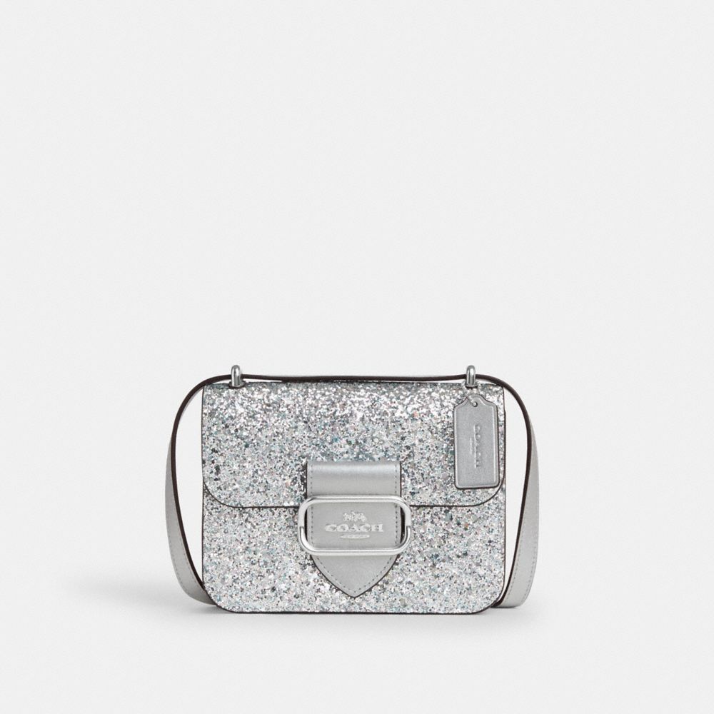 COACH®,MORGAN SQUARE CROSSBODY BAG,Small,Silver/Silver,Front View