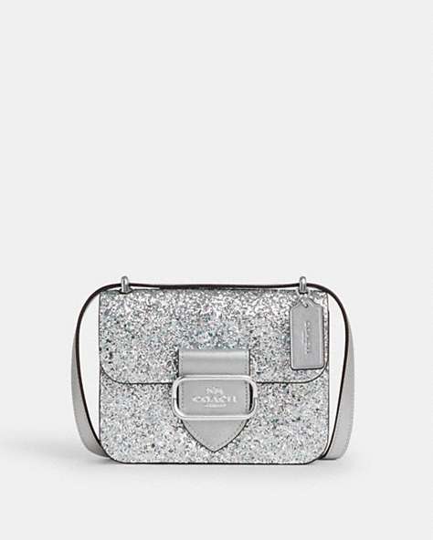 COACH®,MORGAN SQUARE CROSSBODY,Leather,Silver/Silver,Front View