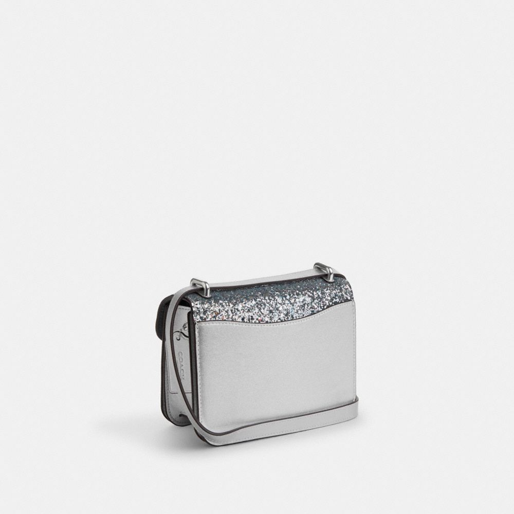 COACH®,MORGAN SQUARE CROSSBODY BAG,Small,Silver/Silver,Angle View