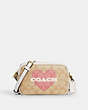 COACH®,MINI JAMIE CAMERA BAG IN SIGNATURE CANVAS WITH HEART PRINT,pvc,Small,Gold/Light Khaki Chalk Multi,Front View