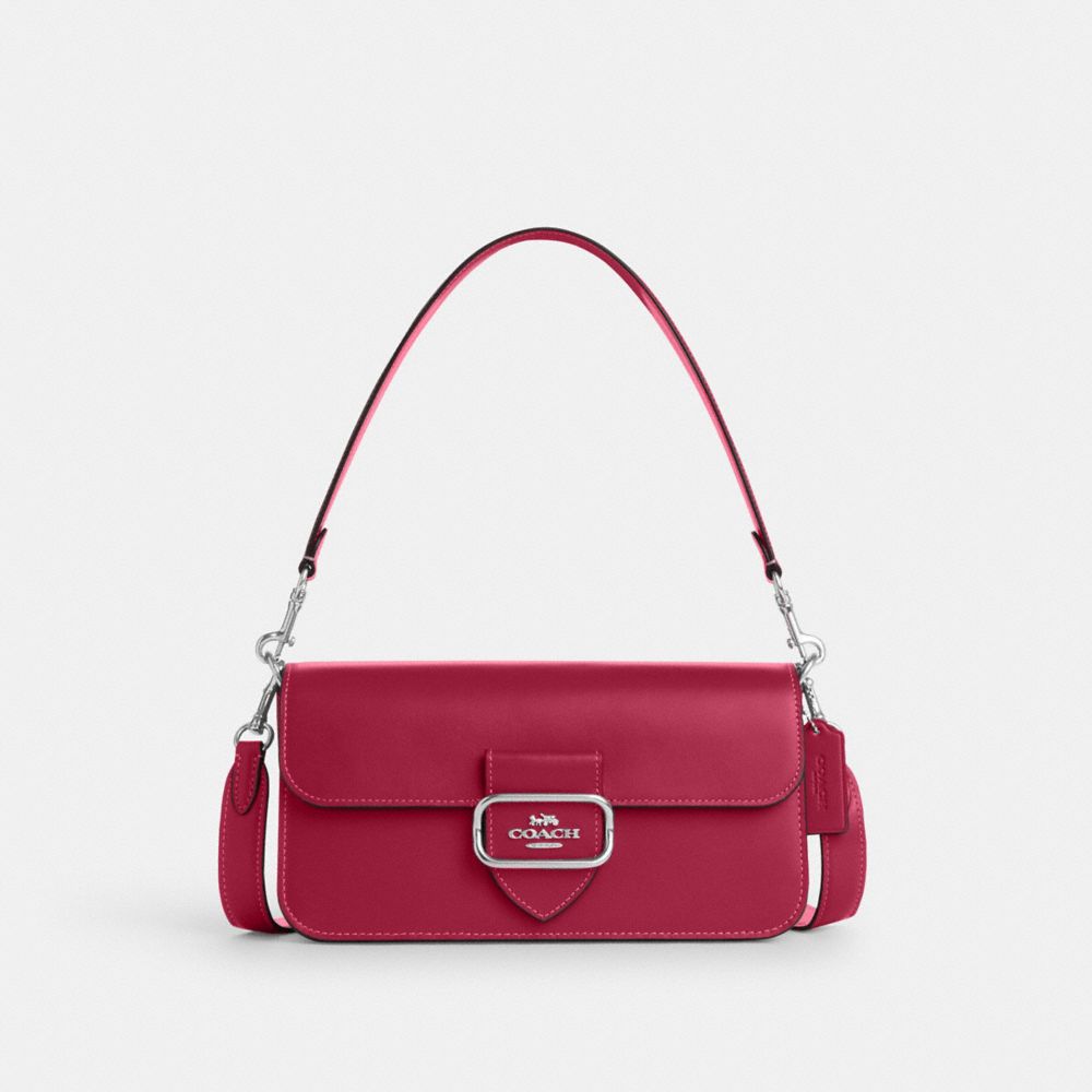COACH®,MORGAN SHOULDER BAG,Smooth Leather,Medium,Silver/Bright Violet,Front View