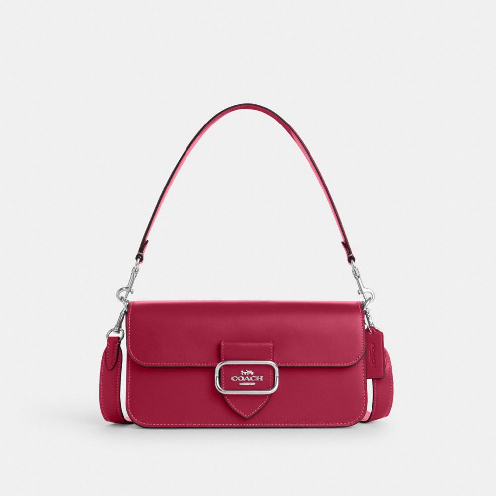 COACH®,MORGAN SHOULDER BAG,Cuir,Argent/Violet vif,Front View