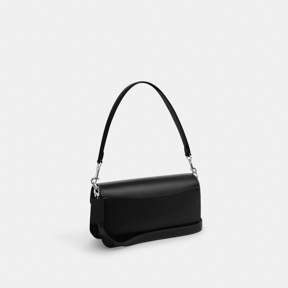 COACH®,MORGAN SHOULDER BAG,Smooth Leather,Medium,Silver/Black,Angle View