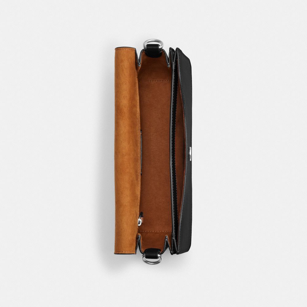 COACH®,MORGAN SHOULDER BAG,Smooth Leather,Medium,Silver/Black,Inside View,Top View