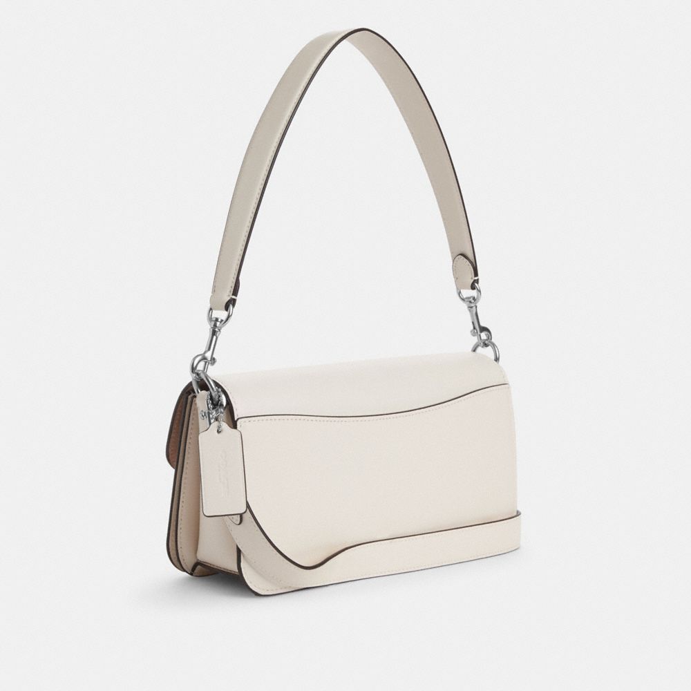 COACH®,MORGAN SHOULDER BAG,Smooth Leather,Medium,Silver/Chalk,Angle View