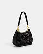 COACH®,TERI SHOULDER BAG,Leather,Medium,Gold/Black,Angle View