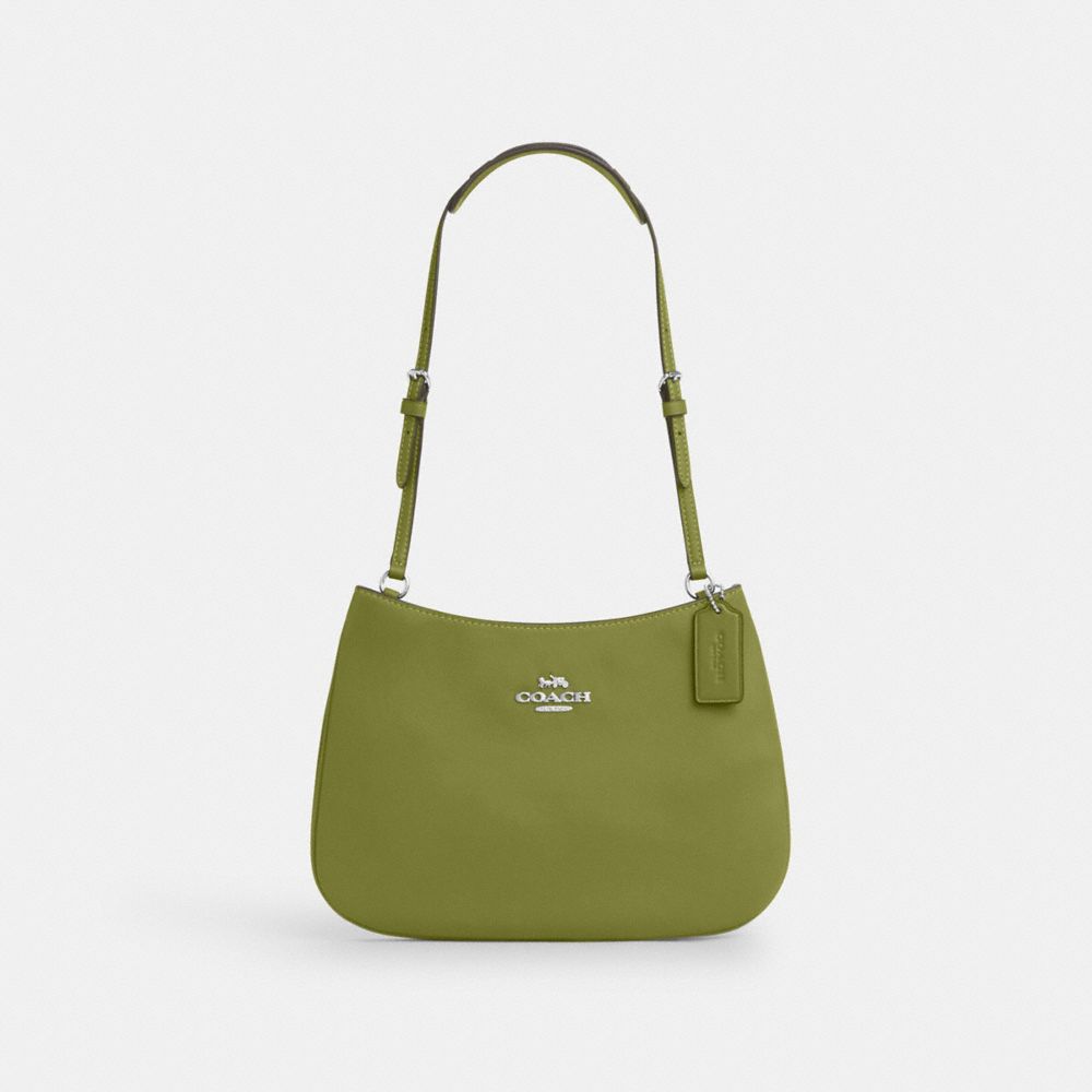 COACH®,PENELOPE SHOULDER BAG,Smooth Leather,Mini,Silver/Yellow Green,Front View