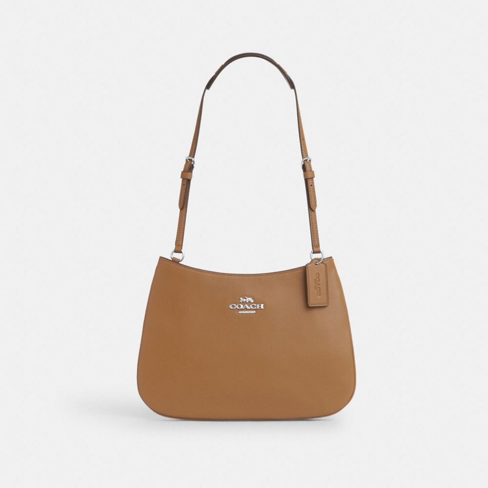 COACH®,PENELOPE SHOULDER BAG,Smooth Leather,Mini,Silver/Light Saddle,Front View
