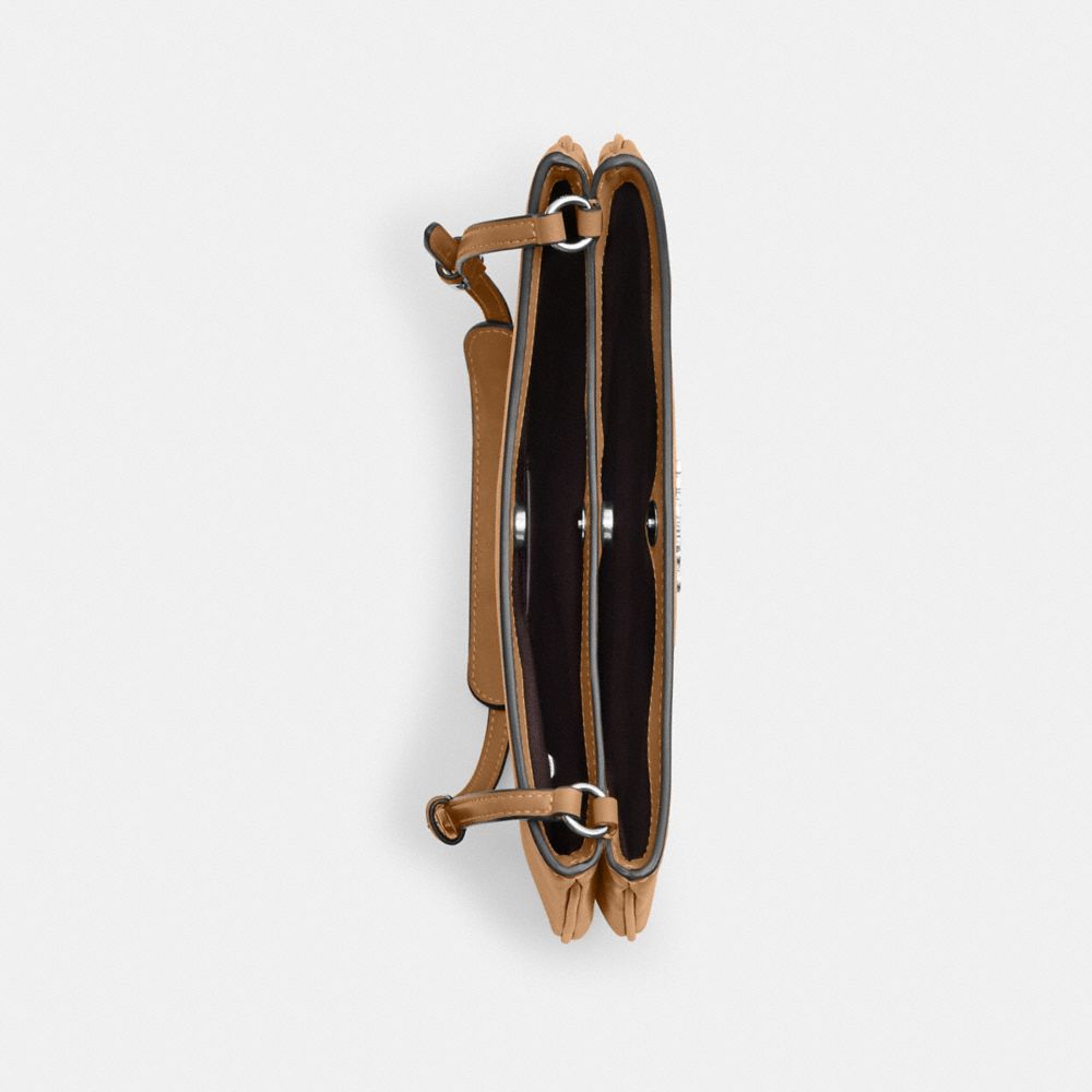COACH®,Penelope Shoulder Bag,Leather,Shoulder Bag,Belt,Silver Metal,Casual,Brown,Inside View,Top View