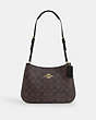 COACH®,PENELOPE SHOULDER BAG IN SIGNATURE CANVAS,Coated Canvas,Mini,Gold/Brown Black,Front View