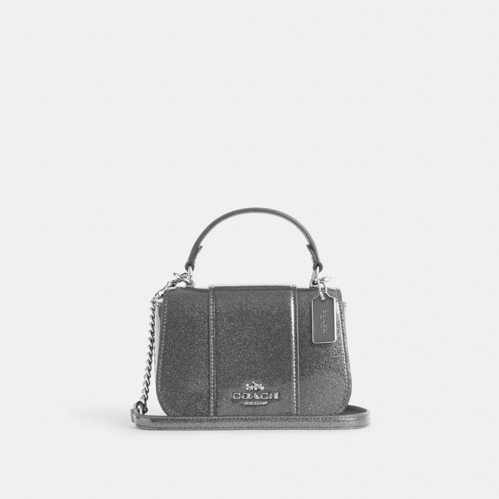 COACH®,LYSA TOP HANDLE,Novelty Leather,Small,Silver/Gunmetal,Front View