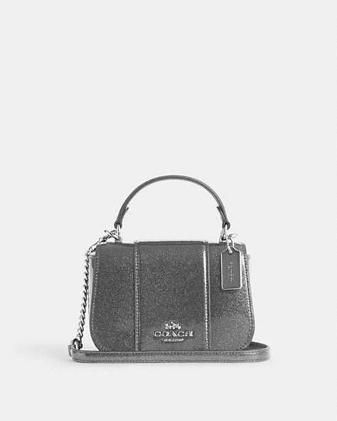 COACH®,LYSA TOP HANDLE,Leather,Silver/Gunmetal,Front View