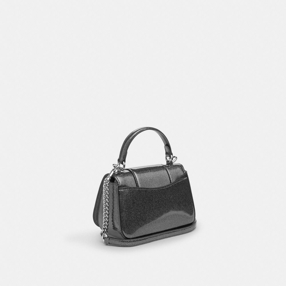 COACH®,LYSA TOP HANDLE,Novelty Leather,Small,Silver/Gunmetal,Angle View