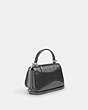 COACH®,LYSA TOP HANDLE,Leather,Small,Silver/Gunmetal,Angle View