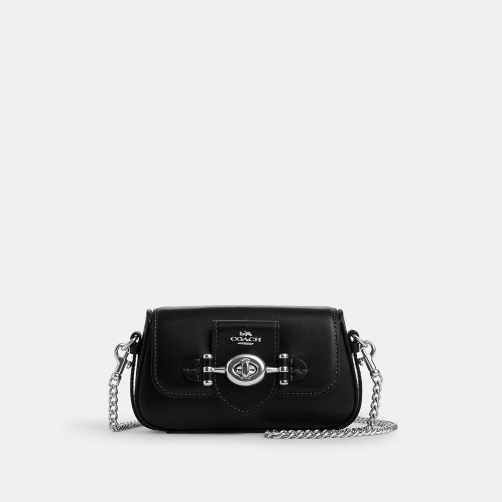 COACH®,BRIE MINI CROSSBODY,Smooth Leather,Mini,Silver/Black,Front View