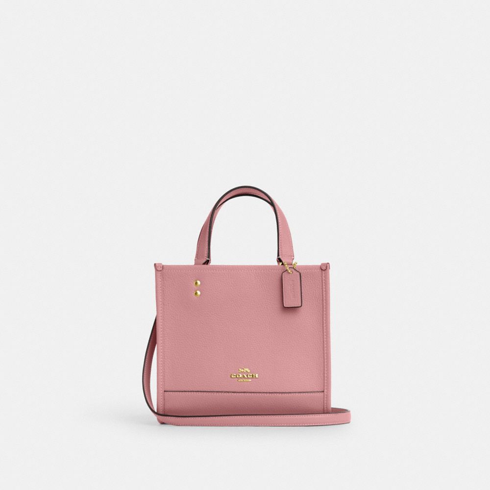 COACH®,CABAS DEMPSEY 22,Cuir galet,Or/Vrai rose,Front View