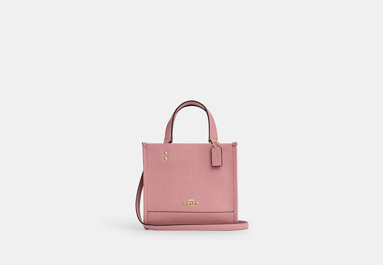 COACH®,DEMPSEY TOTE BAG 22,Pebbled Leather,Medium,Gold/True Pink,Front View