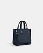 COACH®,DEMPSEY TOTE BAG 22,Pebbled Leather,Medium,Silver/Denim,Angle View