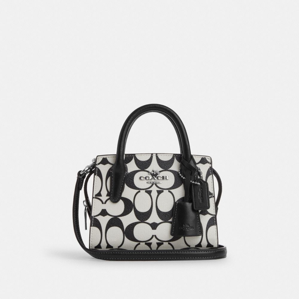 COACH®,ANDREA MINI CARRYALL IN SIGNATURE CANVAS,Signature Canvas,Mini,Silver/Chalk Multi,Front View