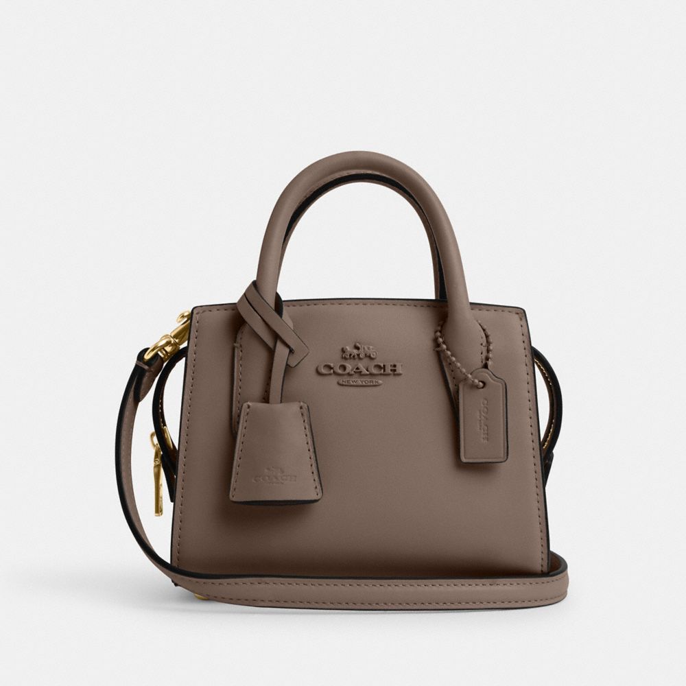 COACH®,ANDREA MINI CARRYALL,Smooth Leather,Mini,Im/Dark Stone,Front View image number 0