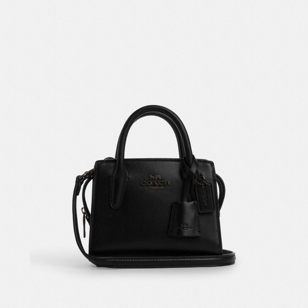 COACH®,ANDREA MINI CARRYALL,Smooth Leather,Mini,Black Copper/Black,Front View
