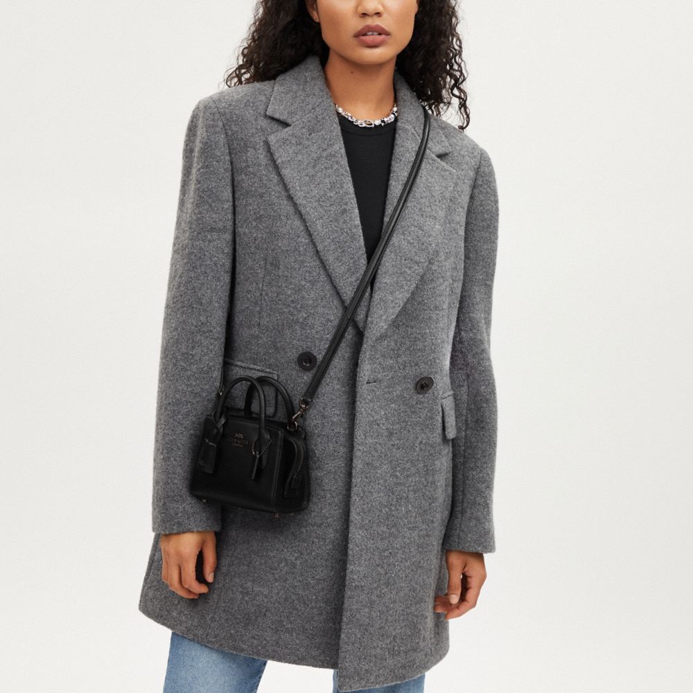COACH®,Andrea Mini Carryall,Calfskin Leather,Tote,Logo,Key Sleeve,Silver Metal,Casual,Black,Detail View
