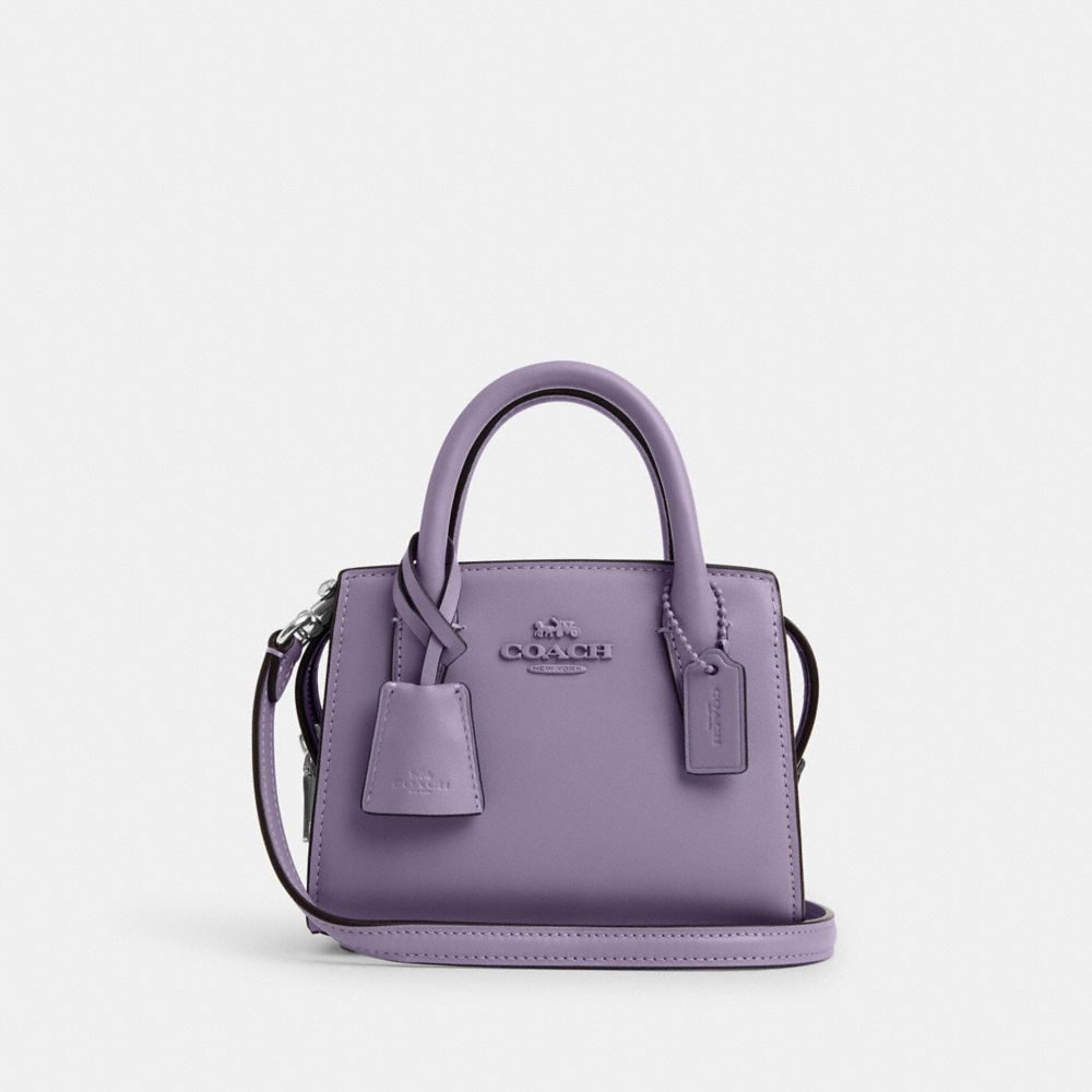 COACH®,ANDREA MINI CARRYALL,Smooth Leather,Mini,Silver/Light Violet,Front View