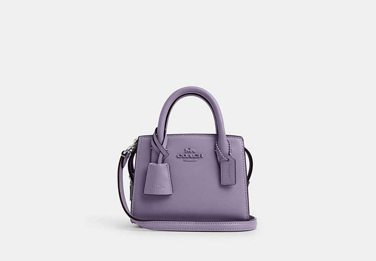 COACH®,ANDREA MINI CARRYALL,Leather,Mini,Silver/Light Violet,Front View