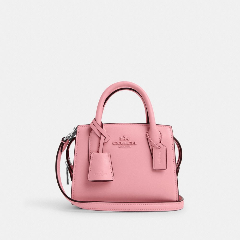 COACH®,ANDREA MINI CARRYALL,Smooth Leather,Mini,Silver/Flower Pink,Front View