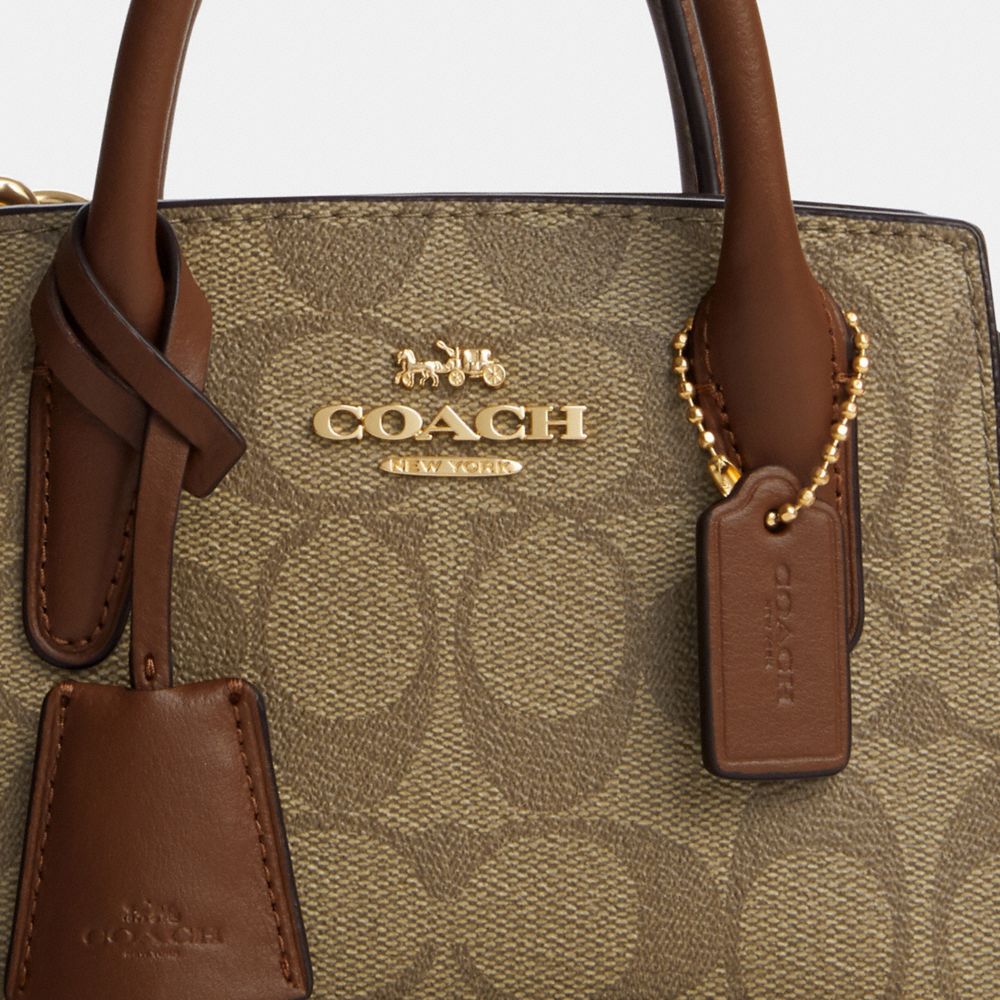 COACH®,アンドレア ミニ キャリーオール・シグネチャー キャンバス,ハンドバッグ＆サッチェルバッグ,ｶｰｷ/ｻﾄﾞﾙ 2