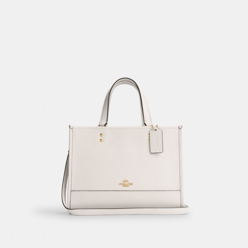 COACH®,FOURRE-TOUT DEMPSEY,Cuir galet,Or/Craie,Front View