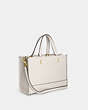 COACH®,DEMPSEY CARRYALL,Pebbled Leather,Medium,Gold/Chalk,Angle View