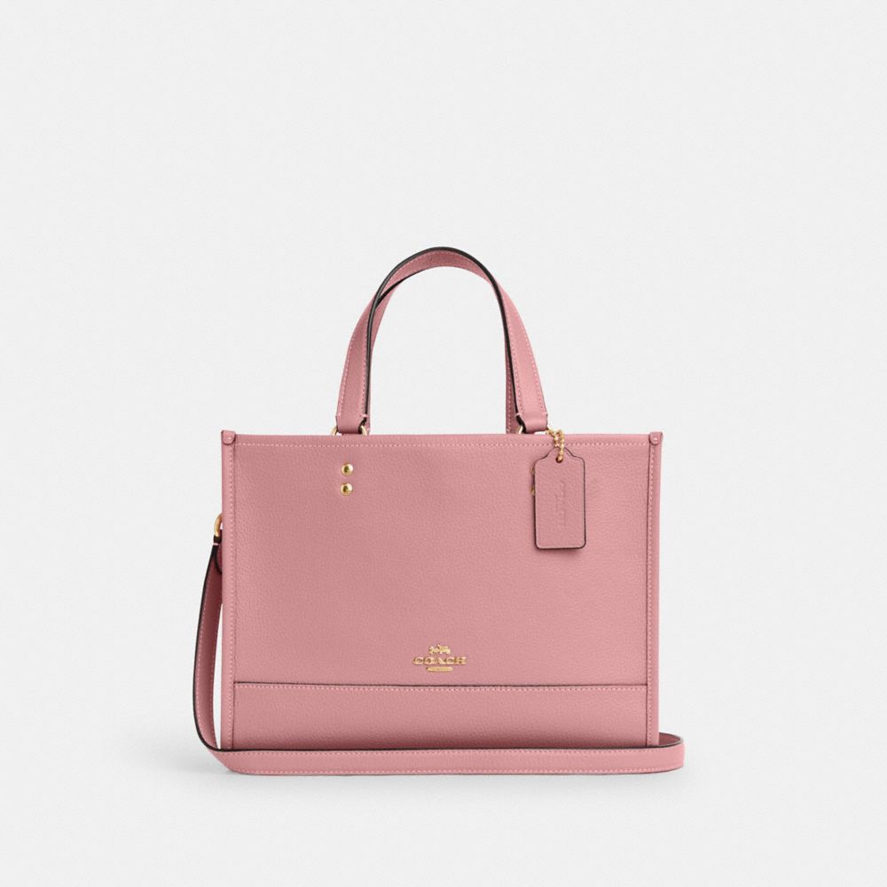 COACH®,FOURRE-TOUT DEMPSEY,Cuir galet,Or/Vrai rose,Front View