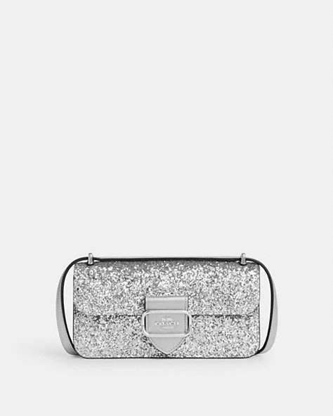 COACH®,MORGAN CROSSBODY,Leather,Silver/Silver,Front View