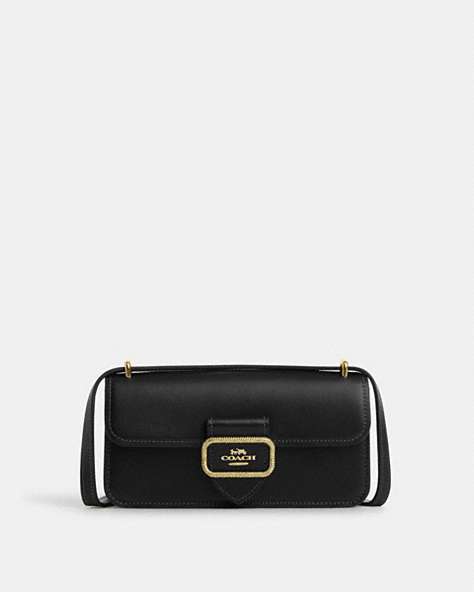 COACH®,MORGAN CROSSBODY,Leather,Gold/Black,Front View